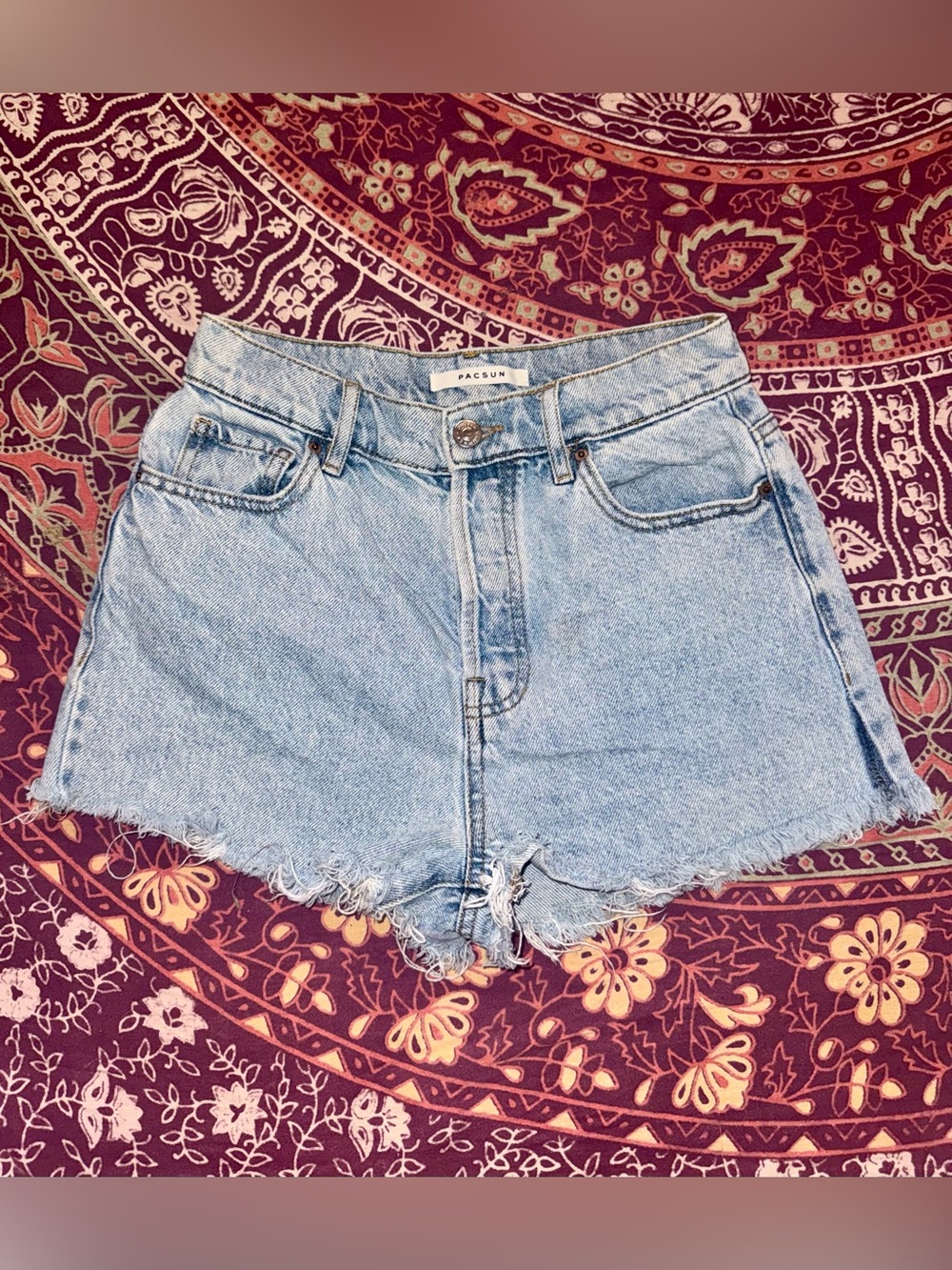 PacSun Light Blue High-Waist Denim Cutoff Shorts